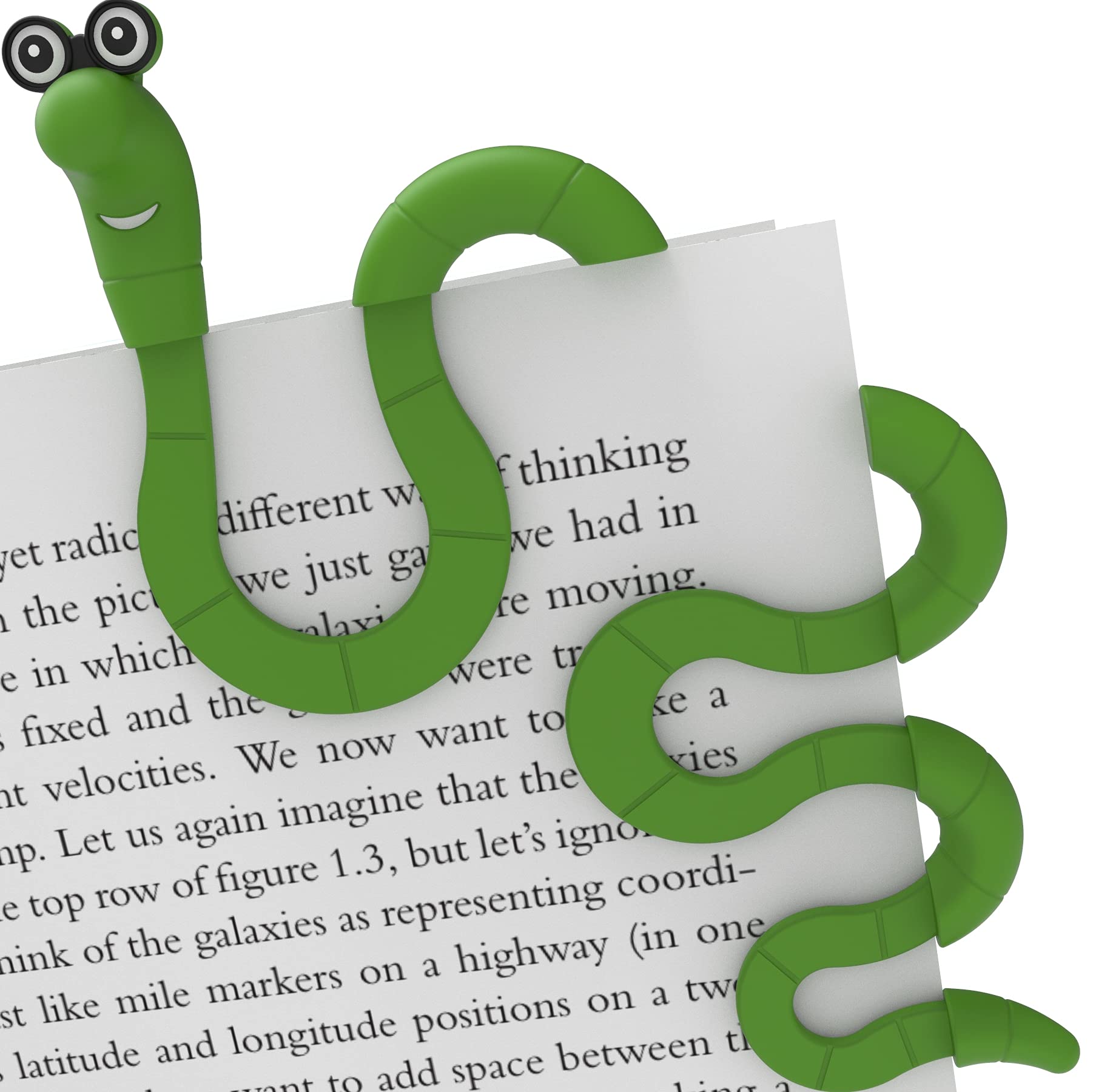 Clip Bookmarks for Kids Students Women and Men - Wally The Bookworm Cool Cute Bookmark and Page Holder Unique Gift Idea - Funny Book Marker and Reading Accessory for Book Lovers (Green)