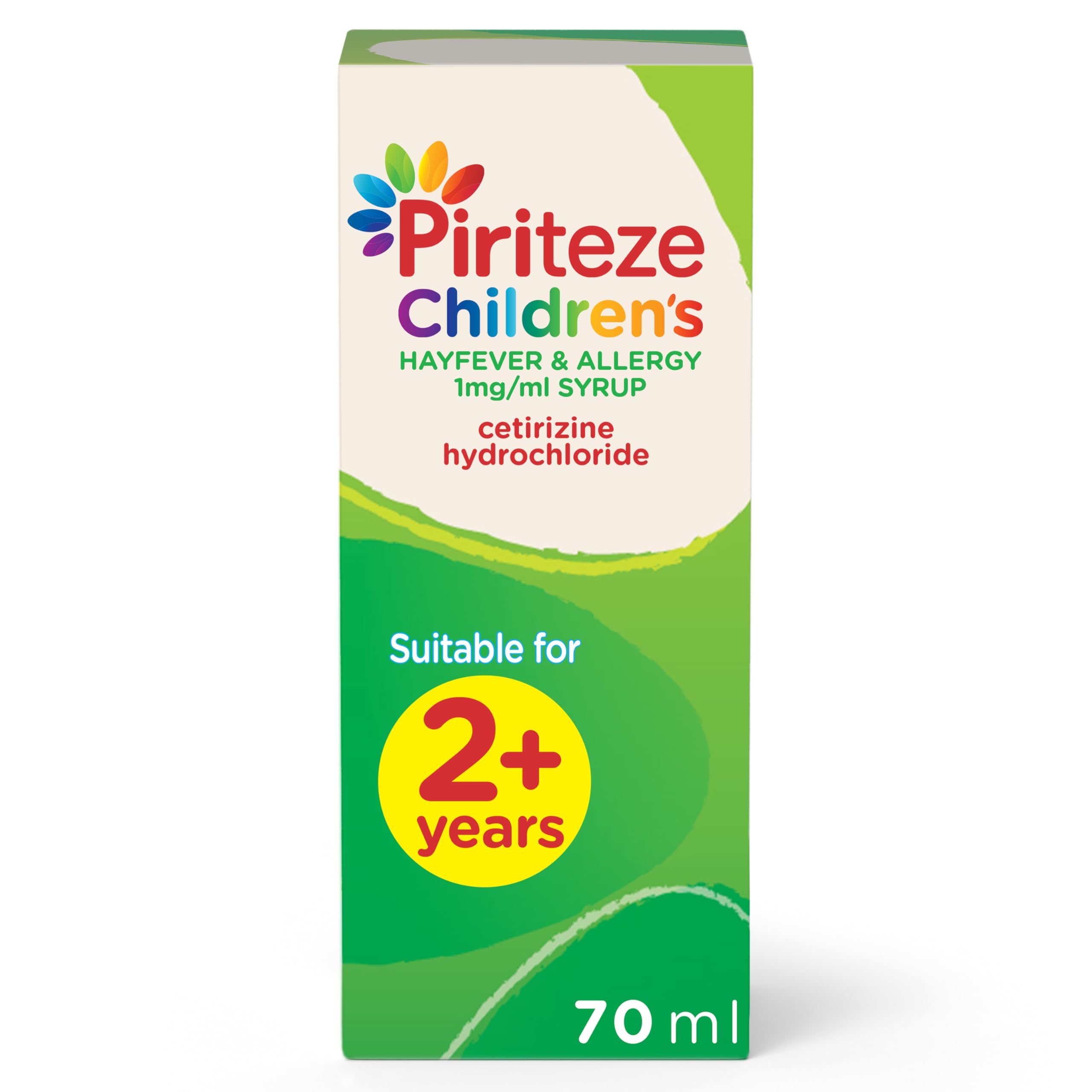 Piriteze Antihistamine Hayfever Allergy 1 mg/ml Syrup, Cetirizine, Sugar Free, Banana Flavour, 70 ml