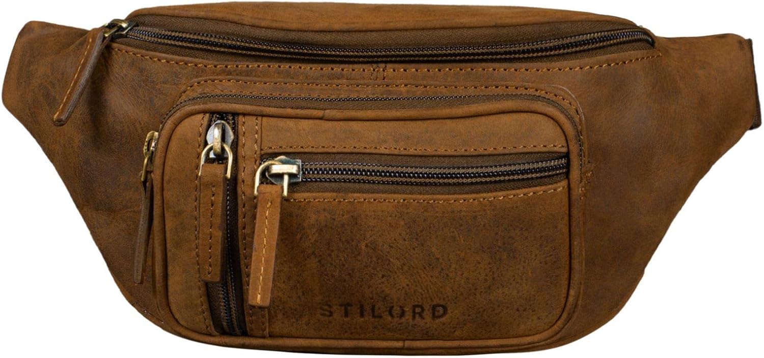 STILORD 'Greg' Belly Bag Leather Brown Vintage Hip Bag Men Ladies Belt Bags for Sports Festival Mobile Phone Doggy Bag Fanny Pack Genuine Leather - Image 4
