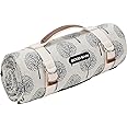 Picnic Outdoor Blankets Waterproof Extra Large - Beach Mat Sand Free Foldable with Carry Strap | Portable Camping Blanket | Park Blanket for Grass Park, Hiking, Travel, Concerts, Indoor (Black Flower)