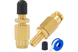 Breezliy 1/4" Inflation Schrader Valve with Push to Connect for 1/4" OD Air Line Tubing and Air Spring Suspension for Semi Truck Trailer Tractor (2PCS 1/4" Inflation Schrader Valve)