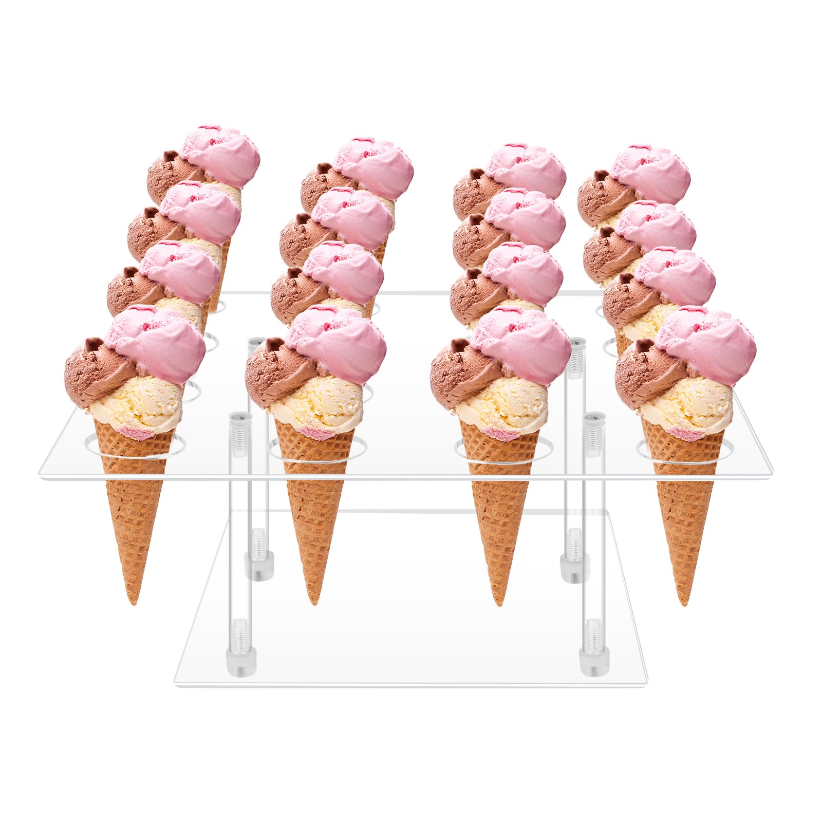 Acrylic Ice Cream Cone Cupcake Stand with 16 Holes