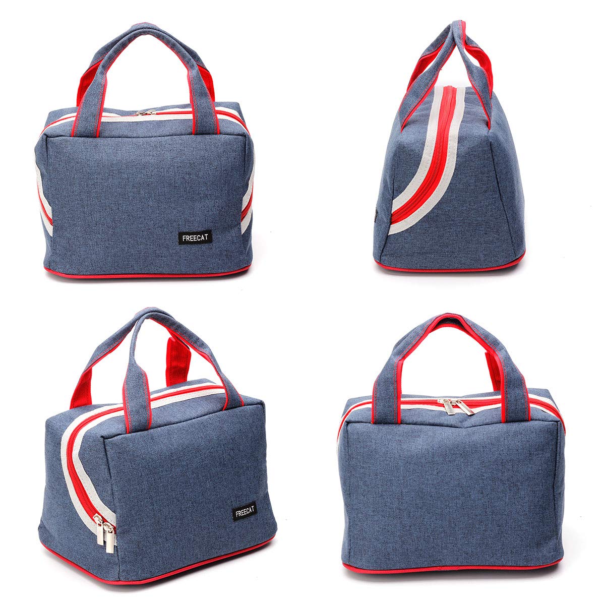 Lunch Bag Insulated Lunch Box Denim Tote Bag Reusable Lunch Containers with Zip Closure Lunch Organizer for Women Men Kids Boys Girls,School Work Office