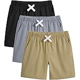 ZUEMET 3 Pack Toddler Boys Shorts Baby Boy Summer Uniform Clothes Pull On Jogger Short Size 18M-5T