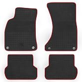 San Auto Car Floor Mats for Audi A4 S4 B9 2017-2026 Rubber Black Red | Custom Fit, Floor Liners，All Weather Protection, Heavy Duty ,Odorless，Easy to Clean