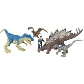 Mattel Jurassic World Dominion Chaotic Cargo Pack of 5 Mini Figures, 1 Human &amp; 4 Dinosaur Toys in Cargo Truck-Themed Package