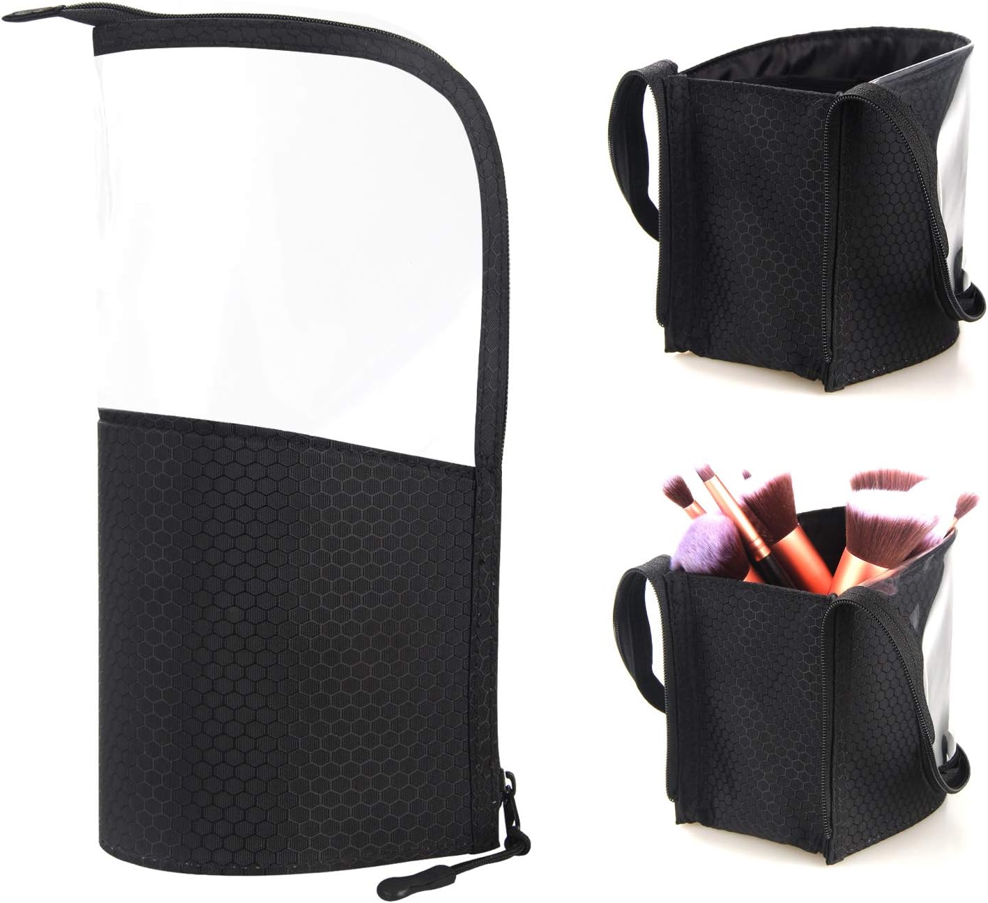 Travel Makeup Brush Bag,Chomeiu Makeup Brush Set Holder Foundation Brushes Bag Organizer Makeup Artist Face Makeup Brush Sets Carry Case(Black-L)
