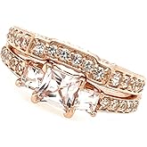 Natural 1ct Peach Morganite 14k Rose Gold Over Sterling Silver Engagement Ring Size 6, 7.25, 8.25, 9.25