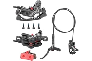 MEROCA M4 4-Piston Mountain Bike Hydraulic Disc Brakes Hydraulic Bike Brakes Front 800mm and Rear 1400mm with PM Adapter for 160mm Rotor