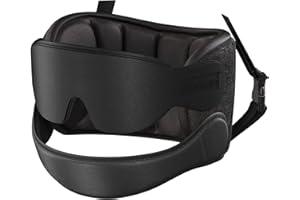 SARISUN Airplane Pillow Combo with Chin Strap, Travel Pillows for Airplanes with Sleep Eye Mask, Plane Pillow for Long Flights, Car Road Trip, 360° Headrest, Stop Bobblehead, Black