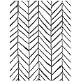 HaokHome 96020-1 Modern Stripe Peel and Stick Wallpaper Herringbone Black White Vinyl Self Adhesive Room Decor 17.7in x 9.8ft