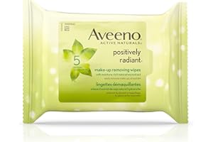 Aveeno Make Up Removing Wipes, Positively Radiant Facial Cleansing Wipes With Soy Extract, 25 Count