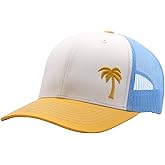 LINDO Trucker Hat [ Palm Tree Design ] for Men and Women: Mid Profile Cap with Breathable Mesh Back and Adjustable Snap