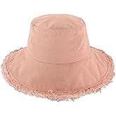 CHOK.LIDS Frayed Bucket Hats for Women Men Unisex Trendy Washed Cotton Floppy Wide Brim Boonie Outdoor Summer Beach Headwear