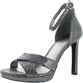 Amazon.com | Michael Michael Kors Womens Alexia Suede Open Toe Formal,  Silver/Gun, Size 6.0 | Heeled Sandals