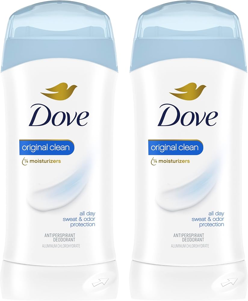 Dove Antiperspirant Deodorant Stick Original Clean 2.6 oz 2PK | All Day Underarm Sweat & Odor Protection for Women. Invisible