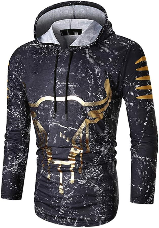 SEWORLD Mens Autumn Winter Casual Print Long Sleeve Pullover Sweatshirt Hoodie Coat Top