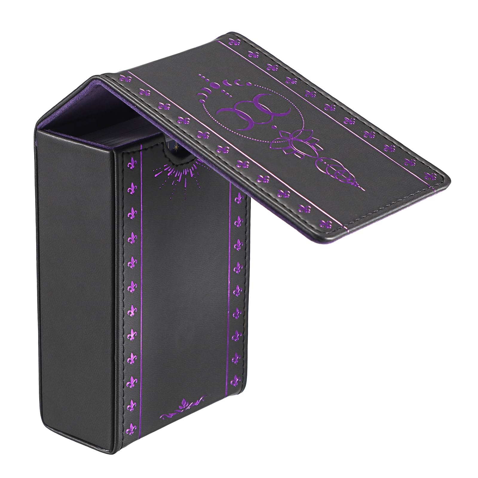 TOLIDA PU Leather Tarot Cards Box - Universal Tarot Card Storage Case Protective Box Holder for Most Standard Size Tarot Cards, Daily Oracle Card Organizer, PU Leather Storage Box, Purple