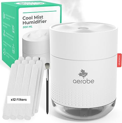 Aerobe Humidifier for Bedroom with 12 Filters 500ML Auto Shut-Off