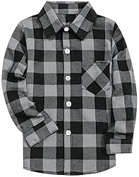 SANGTREE Boys Flannel Shirt Long Sleeve Button Down