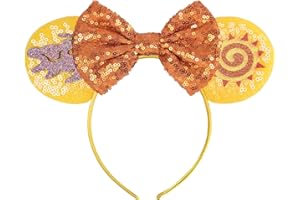 Seamoy Sequin Minnie Ears Headband, Lion King Animal Kingdom Park Ears, Sparkle Rose Gold Classic Ears Headband