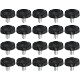 PATIKIL M4x6mm Knurled Thumb Screws, 20 Pack Male Thread Round Clamping Screws Knobs Hand Grip Bolts Mounting Fasteners for Lighting Furniture Hardware Black