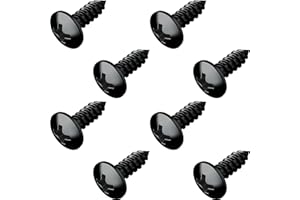 PRIME AVE Black Oxide Stainless Steel License Plate Screws for License Plates, Frames, Covers- RustProof Licence Plate Screw Set for Front/Rear - Compatible w/Buick Cadillac Chevrolet GMC (Pack of 8)