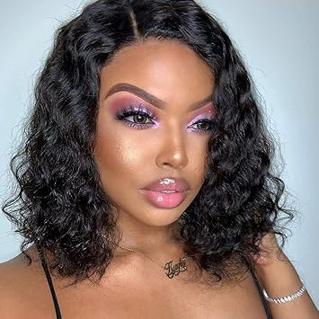 Amazon Com Allove Hair Short Deep Wave Bob Lace Front Wigs Human