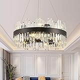 YOLIZUOT 24'' Modern Black Crystal Chandeliers for