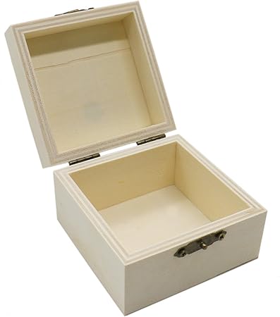 HUELE 2 piezas caja de madera sin terminar con tapa con bisagras y cierre: Amazon.es: Hogar