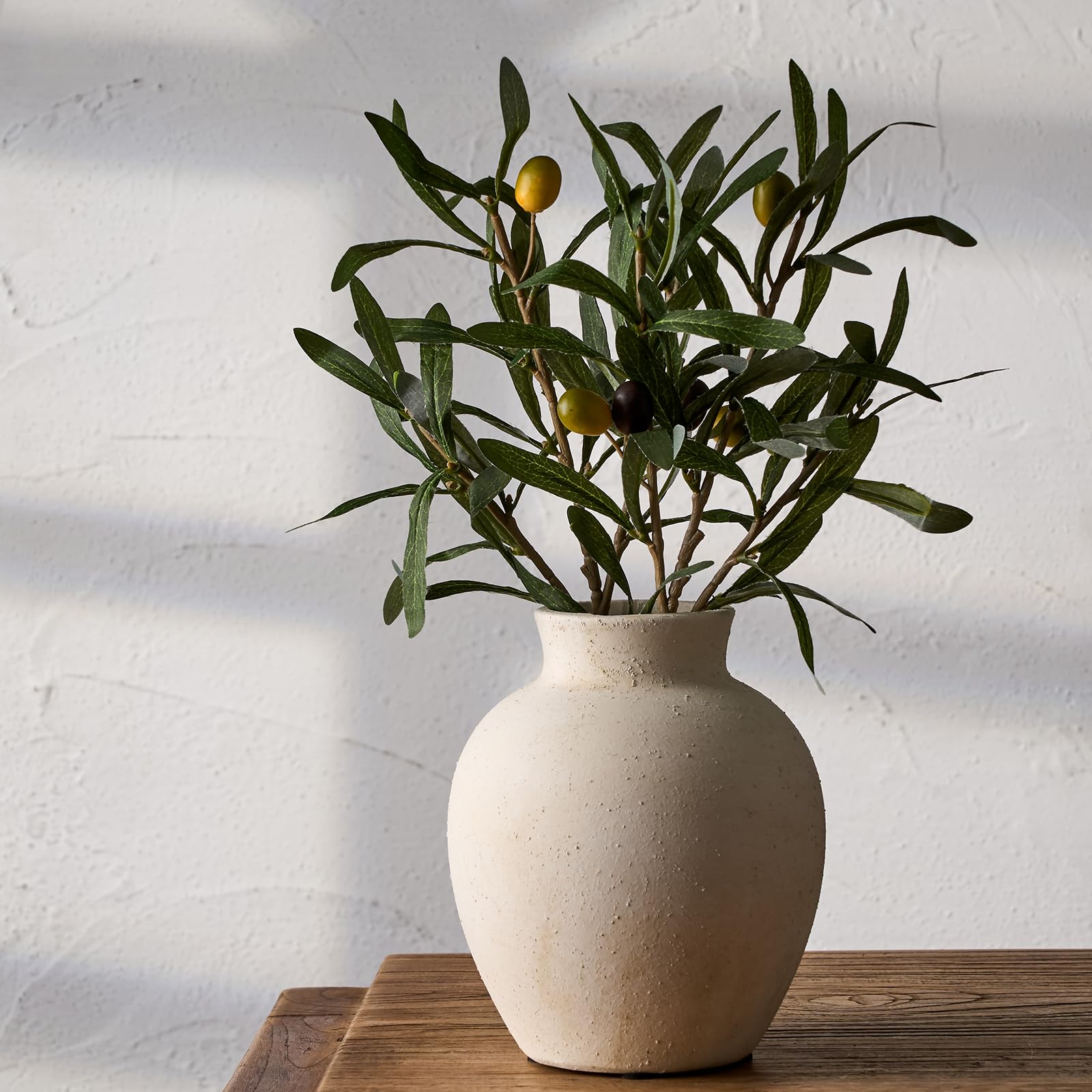 Photo 1 of SIDUCAL Ceramic Decorative Flower Vase | 6 Inch Pottery Rustic Farmhouse Boho Vase for Home Decor, Table, Living Room, Bathroom, Shelf, Mantel Decoration, Wedding, White