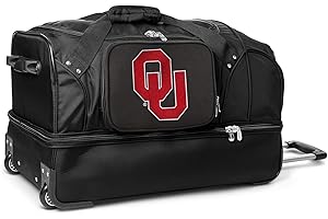 Concept One NCAA Oklahoma Sooners 27-Inch Drop Bottom Rolling Duffel Bag, Black