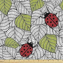Ambesonne Ladybugs Fabric by The Yard, Ecological