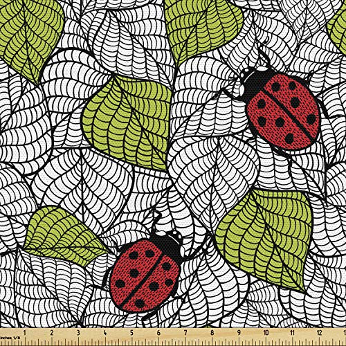 Ambesonne Ladybugs Fabric by The Yard, Ecological