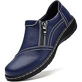 QAE Loafers for Women Comfort Women's Penny Loafers with Zipper Orthopedic Lightweight Slip-On Flats Casual Work Dressy Walking Business Shoes