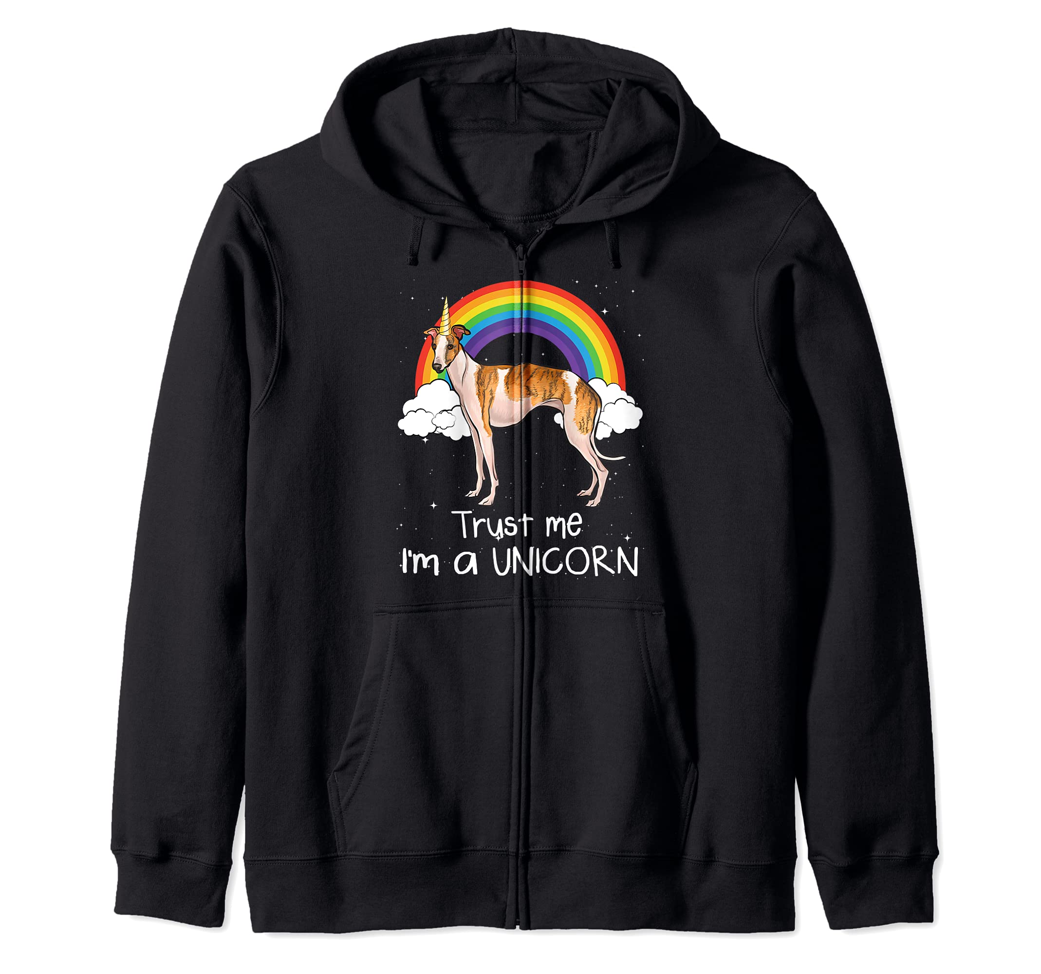 Rainbow Whippet Trust Me I'm A Unicorn Dog Zip Hoodie