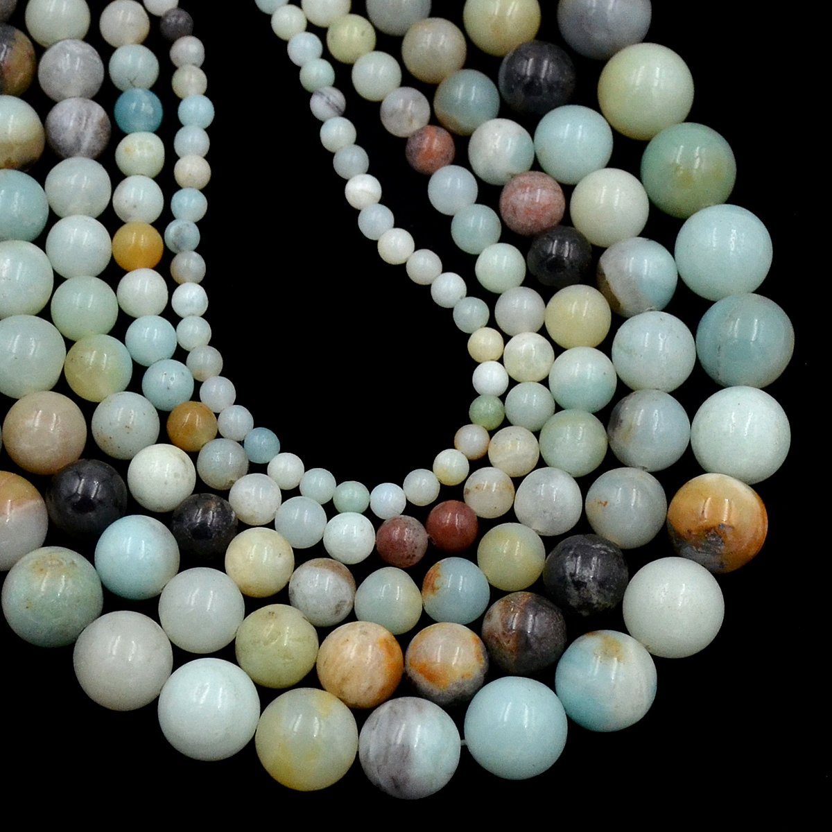 AD Beads Natural Gemstone Round Loose Beads 15" for Bracelet Necklace Earrings Jwelery Making Crafts DIY (6mm, Multicolor Amazonite)