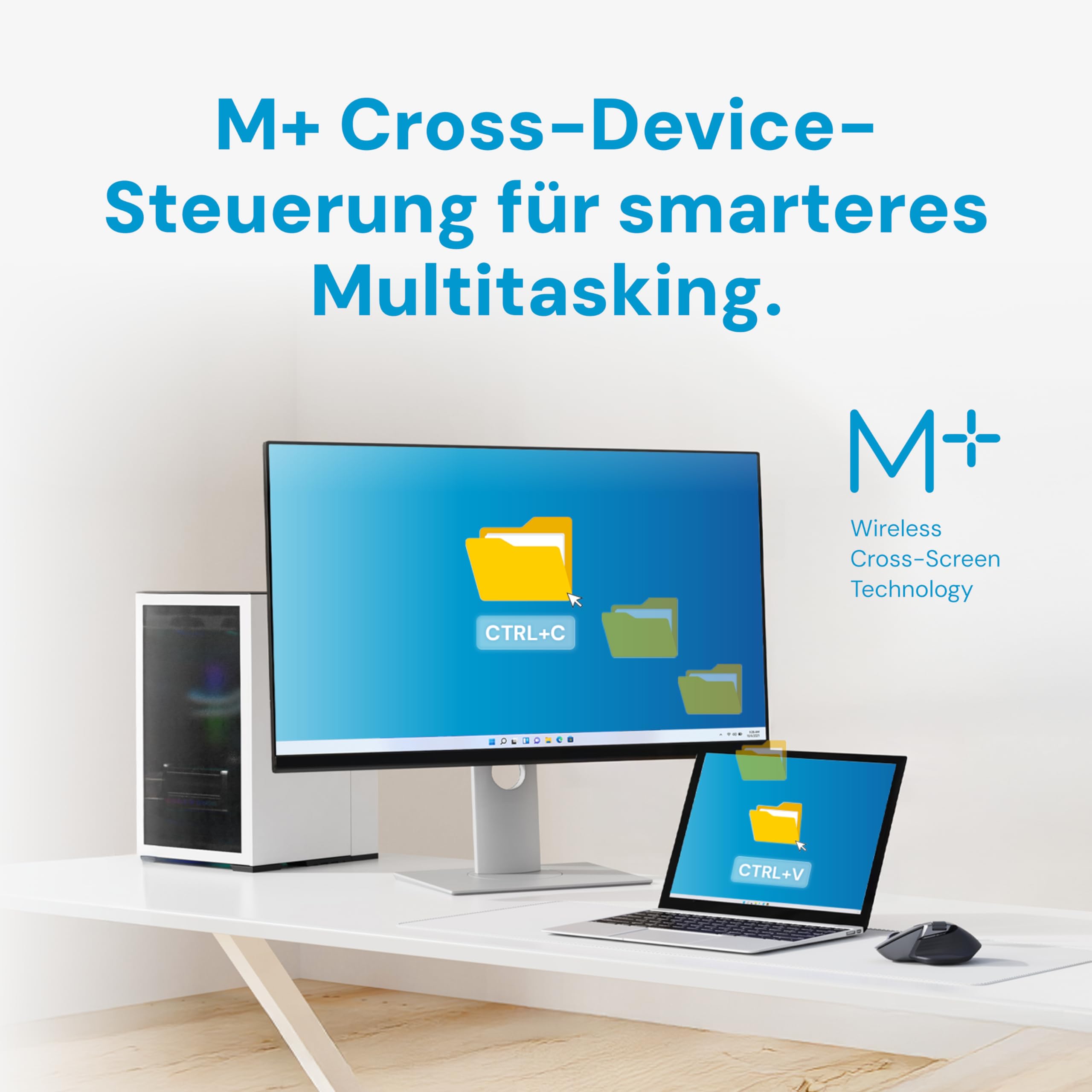 Rapoo MT760L wireless Mouse silent - USB Wireless 2.4G und Bluetooth Maus kabellos, bis 4000 DPI, leiser klick, Multi Device, Daumenscrollrad, Akku, für PC, Mac, grau-schwarz 5