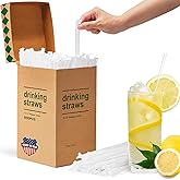 Plastic Straws [500 Pcs-10.2" Long] Individually Wrapped Clear Disposable Drinking Straws - Made in USA - Straight Long Straws for Party, 0.23'' Diameter