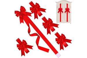 WILLBOND 9 Pcs Red Christmas Cabinet Ribbons Bows Large Red Bow Christmas Door Kitchen Cabinet Ribbon Bows Locker for Xmas Holidays Party Decorations Supplies