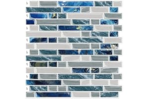 IST MOMOREO 10-Sheet Peel and Stick Backsplash for Kitchen Bathroom Stick on Backsplash Blue Tile 12"x12"
