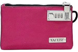 Vaultz Money Bag with Lock - 5 x 7 Inch, Men & Women's Locking Accessories Pouch for Cash, Bank Deposits, Wallet, Medicine, Phone and Credit Cards - BERRY