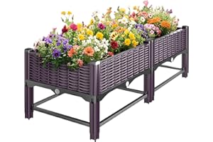 Klippehop Raised Garden Bed with Reinforcement Rods Elevated Planter Boxes for Outdoor Plants with Drainage Holes for Flowers