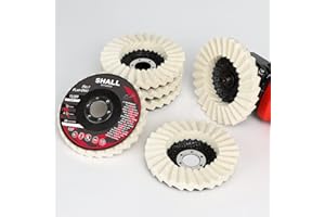 SHALL 6-Pack Felt Flap Disc Abrasives 4-1/2" x 7/8" Arbor, Wool Polishing Buffing Wheel Pad for Angle Grinder