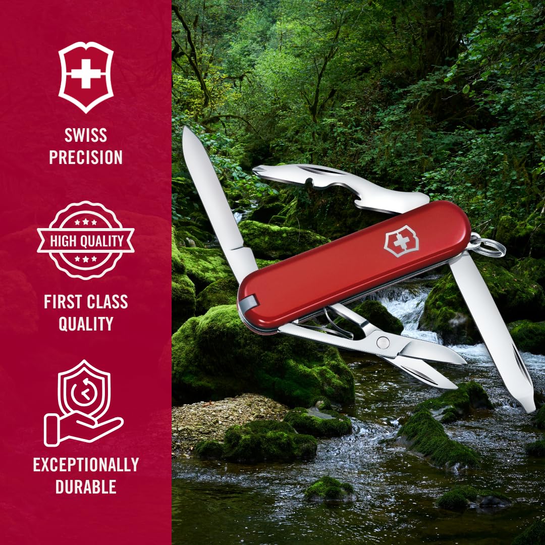 Victorinox Taschenmesser Rambler, Klein, 10 Funktionen, Swiss Made, Multitool mit Phillips-Schraubendreher, Schere, Rot 6