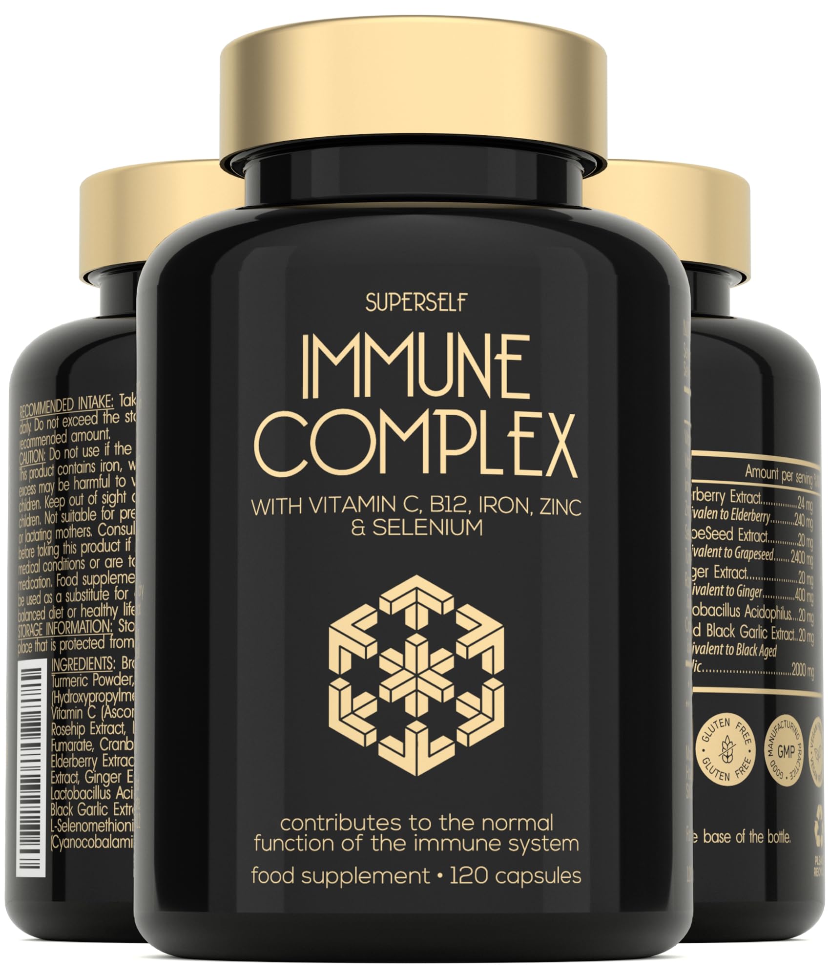 Immune System Booster - Immune Support & Recovery Complex - Vitamin C, Zinc, Selenium, Elderberry, Probiotics - Immune System Vitamins for Adults - 120 Capsules - Vegan Immunity Booster Supplement
