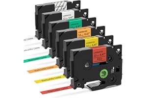 6 X Compatible with Brother Label Maker Tape P-Touch Tape 12mm Laminated Replace for TZe-131 TZe-231 TZe-431 TZe-531 TZe-631 