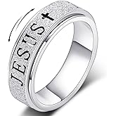 OreilleStar Fidget Spinner Anxiety Ring for Women: Fidget Toys Adults Cute Jesus Cross Thumb Ring Stainless Steel Gold Silver Size 5 6 7 8 9 10