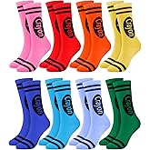 SVECPOY 8 Pairs Crayon Socks, Unisex Colorful Crazy Socks for Women Men Funny Crew Socks Crayon Costume Accessories Gifts for Adults Teens Kids Teacher Team Crayon Party