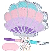 WERNNSAI Mermaid Seashell Pi&ntilde;ata - Pink Shellfish Pi&ntilde;atas for Kids Girls | Mermaid Princess Birthday Party Decorations, Under The Sea Ocean Theme Party Games, Bundle with Bat Blindfold